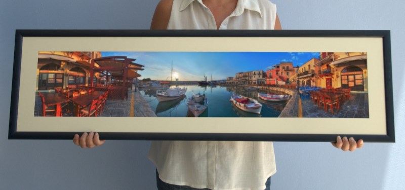 Framed one metre print of Rethymnon harbour